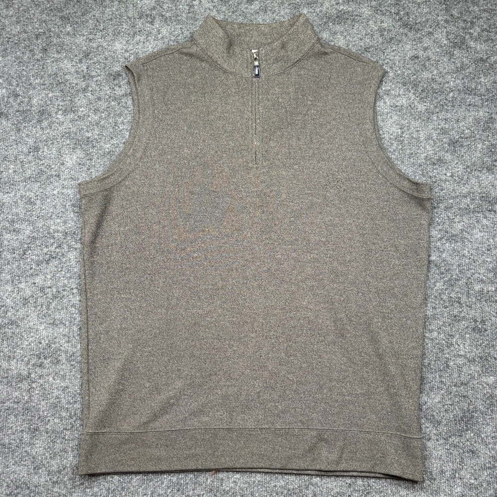 Peter Millar Vest Mens Large 1/4 Zip Sweater Pullover Brown Rayon Blend